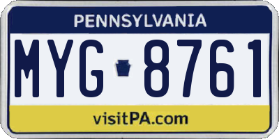 PA license plate MYG8761