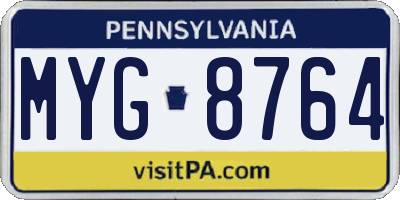 PA license plate MYG8764