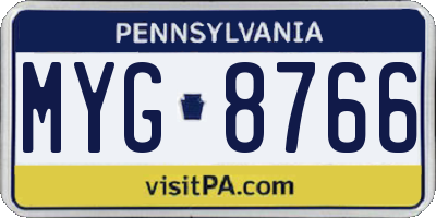 PA license plate MYG8766