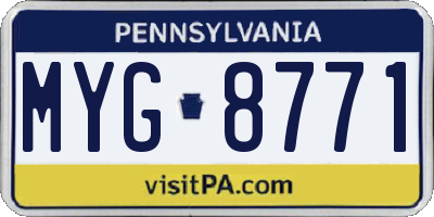 PA license plate MYG8771