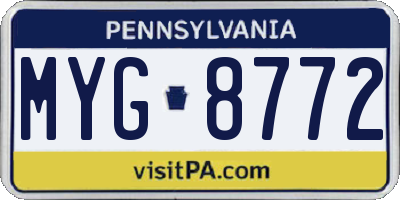 PA license plate MYG8772
