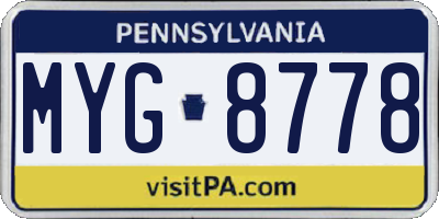 PA license plate MYG8778
