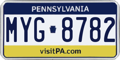 PA license plate MYG8782