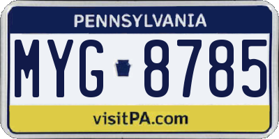 PA license plate MYG8785