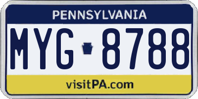PA license plate MYG8788
