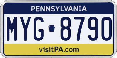 PA license plate MYG8790