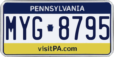 PA license plate MYG8795