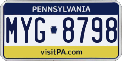 PA license plate MYG8798