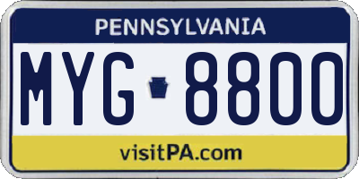 PA license plate MYG8800