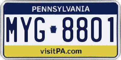 PA license plate MYG8801