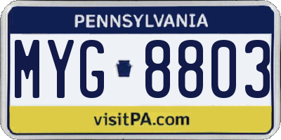 PA license plate MYG8803