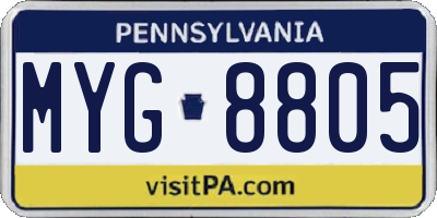 PA license plate MYG8805