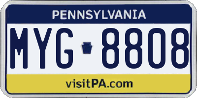 PA license plate MYG8808