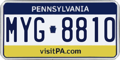 PA license plate MYG8810