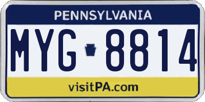 PA license plate MYG8814