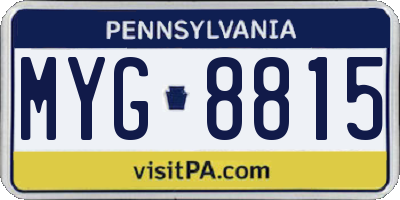 PA license plate MYG8815
