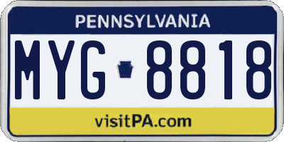 PA license plate MYG8818
