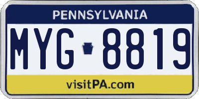 PA license plate MYG8819