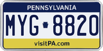 PA license plate MYG8820
