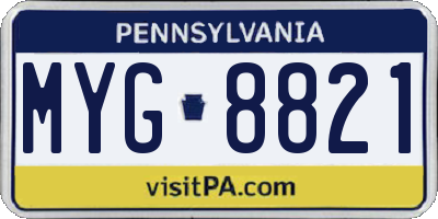PA license plate MYG8821