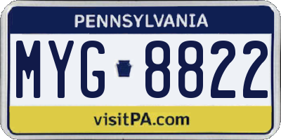 PA license plate MYG8822