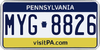 PA license plate MYG8826