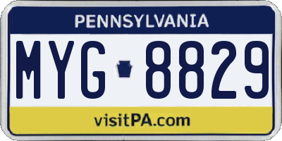 PA license plate MYG8829