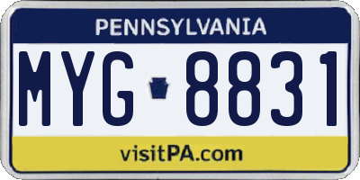 PA license plate MYG8831