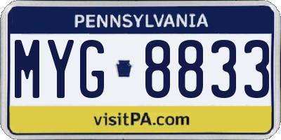 PA license plate MYG8833