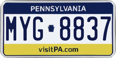 PA license plate MYG8837