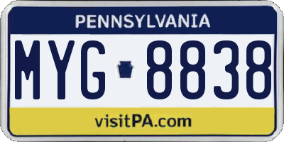 PA license plate MYG8838