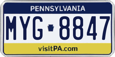 PA license plate MYG8847