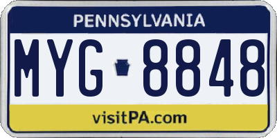 PA license plate MYG8848