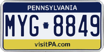 PA license plate MYG8849