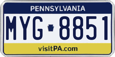 PA license plate MYG8851