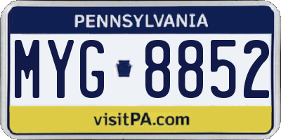 PA license plate MYG8852