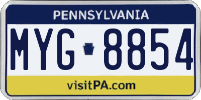 PA license plate MYG8854