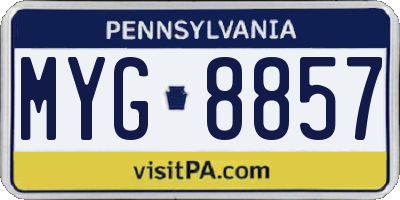 PA license plate MYG8857