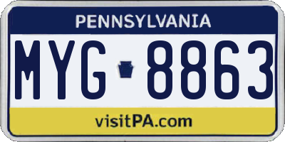 PA license plate MYG8863