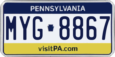 PA license plate MYG8867