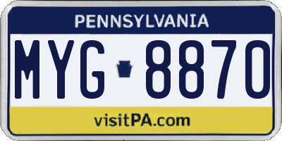 PA license plate MYG8870