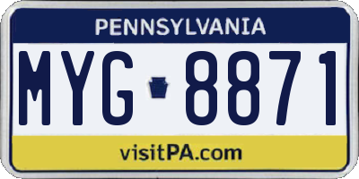 PA license plate MYG8871