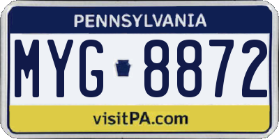 PA license plate MYG8872