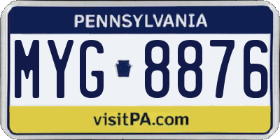 PA license plate MYG8876