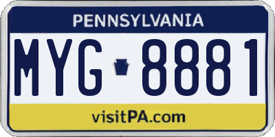 PA license plate MYG8881