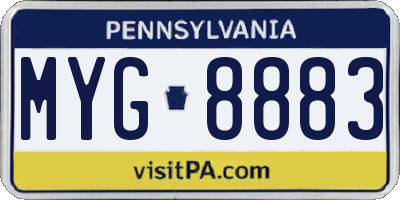 PA license plate MYG8883