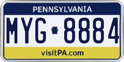 PA license plate MYG8884