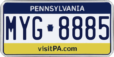 PA license plate MYG8885