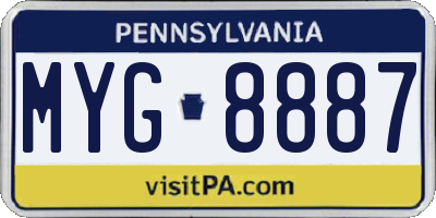 PA license plate MYG8887