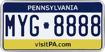 PA license plate MYG8888